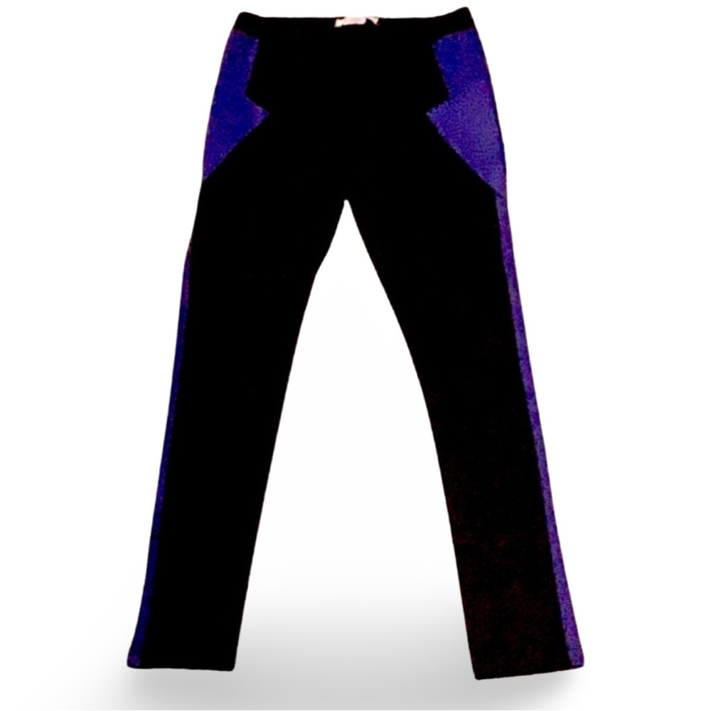 Romeo & Juliet Couture Black / Blue Colorblock Leggings with Side Striped Design